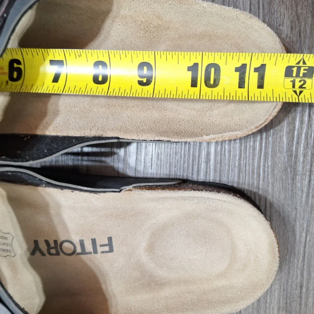 Fitory Mens Black Cork Slide Sandals Double Buckle Leather Insole Size 12 Insole